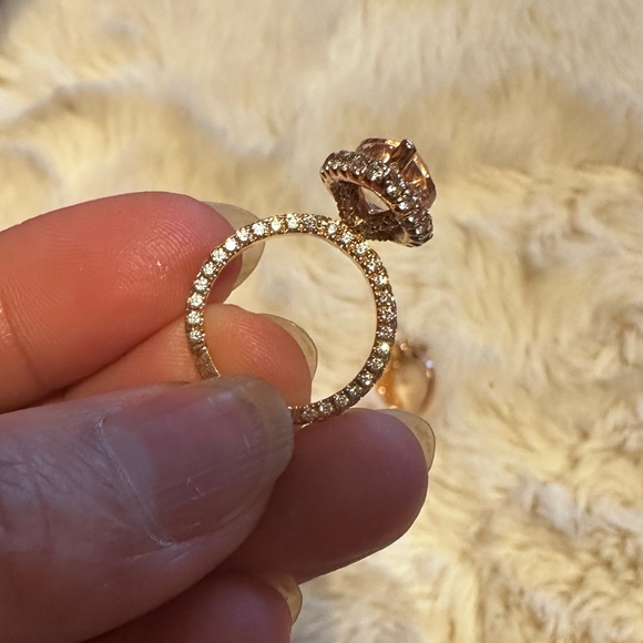 14k morganite wedding ring set - Picture 6 of 10